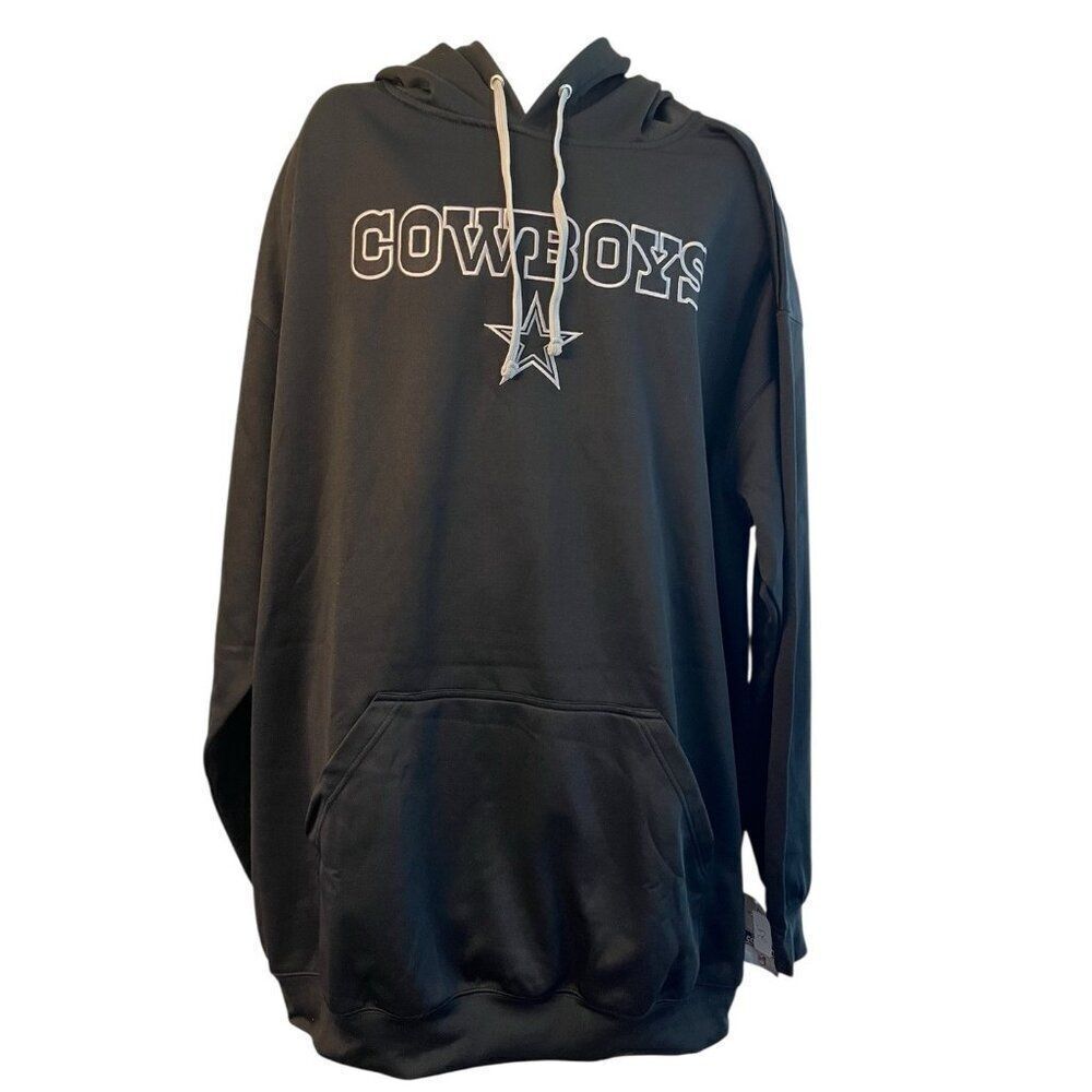 Mens XLT Black Dallas Cowboys Star Hoodie XL Tall Sewn Hooded Sweatshirt NWT